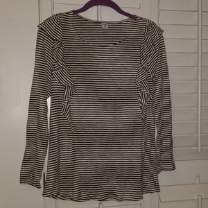 EUC Long Sleeve Striped Shirt with Ruffles
